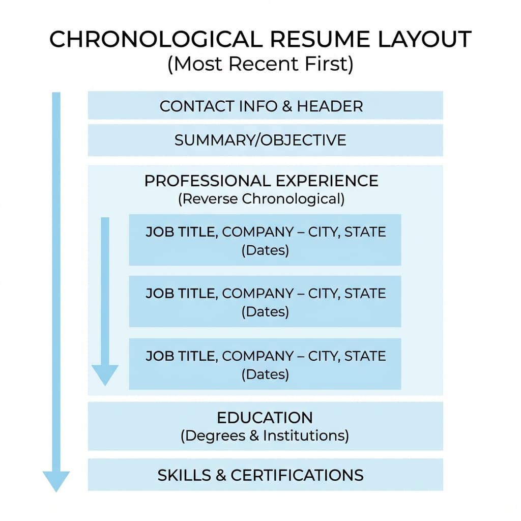 Chronological Resume Layout Example - Visual guide to the most common resume format for 2025.