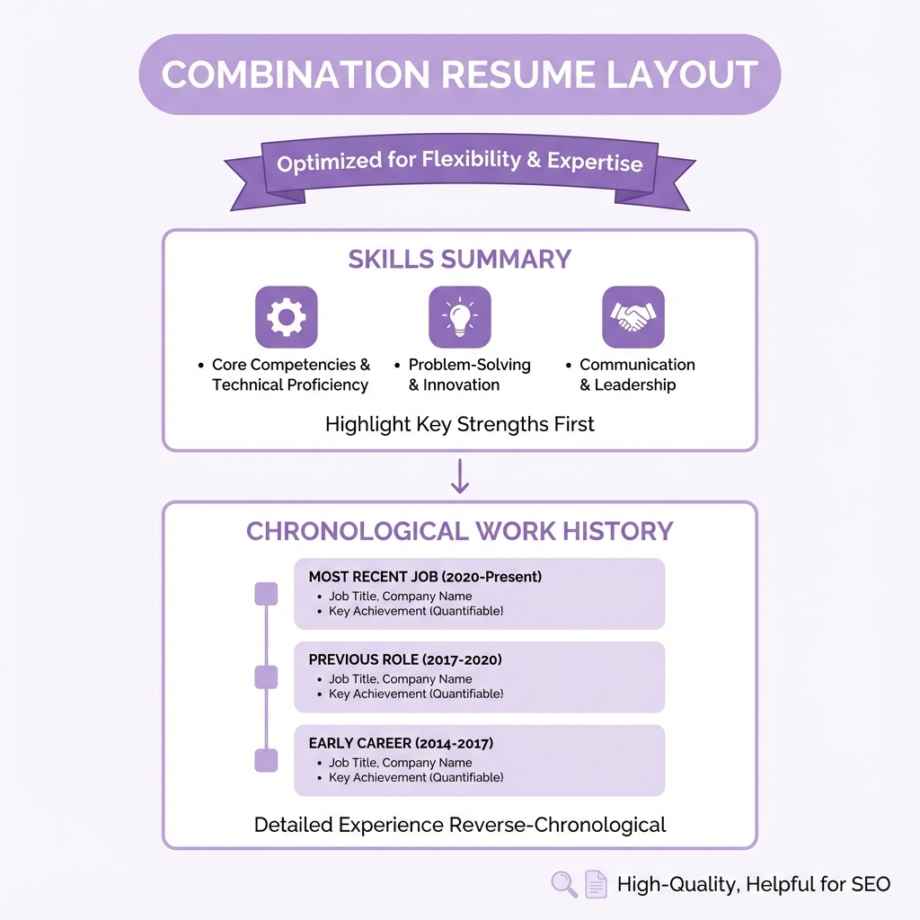 Combination Resume Layout Guide - Visual representation of how to structure your resume using this specific format.