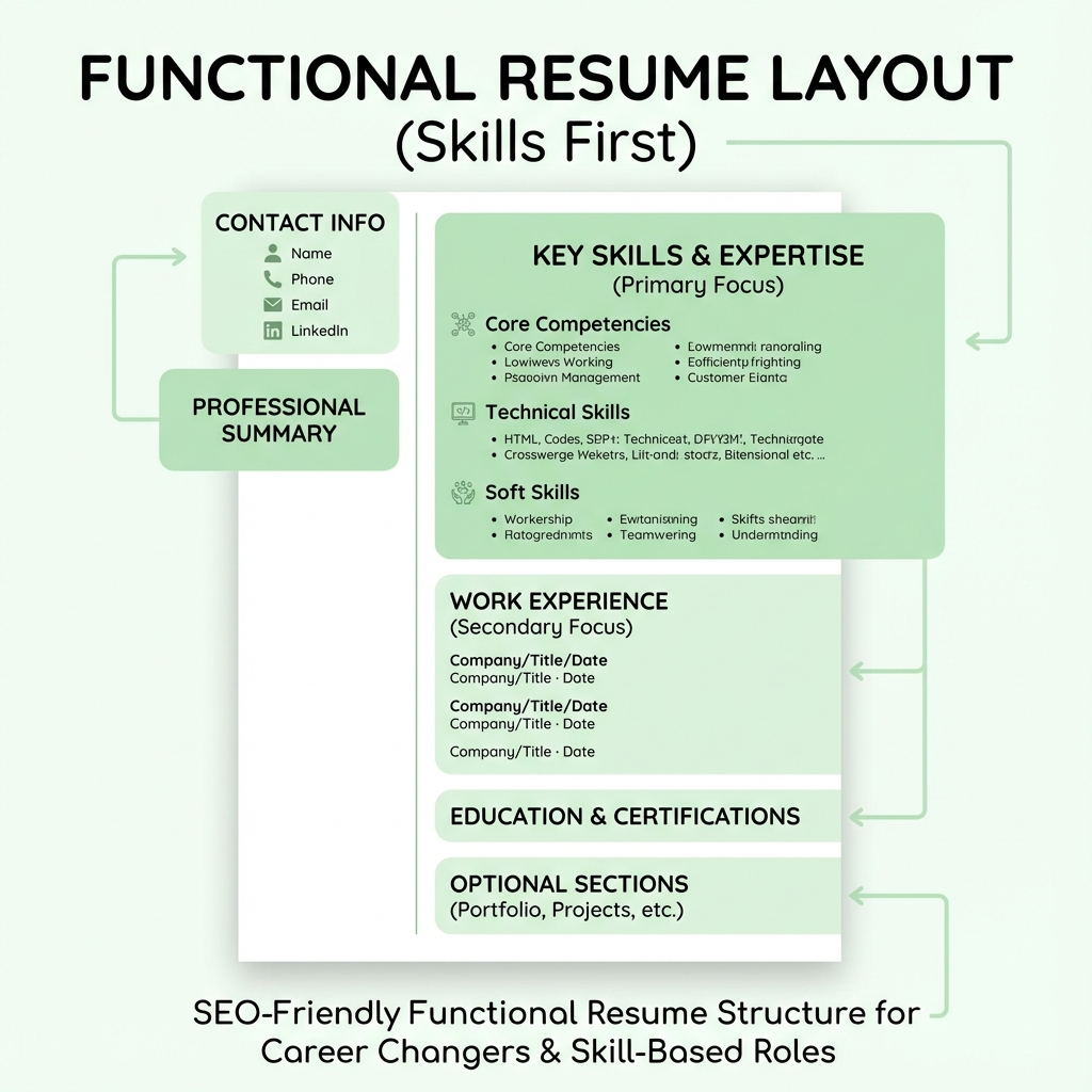 Functional Resume Layout Guide - Visual representation of how to structure your resume using this specific format.