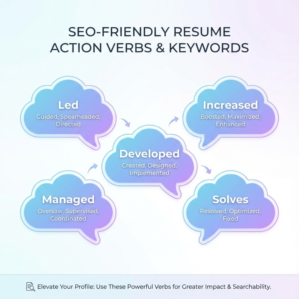 Resume Action Verbs and Keywords - Essential terms and power words that help your resume stand out and pass automated screening systems.
